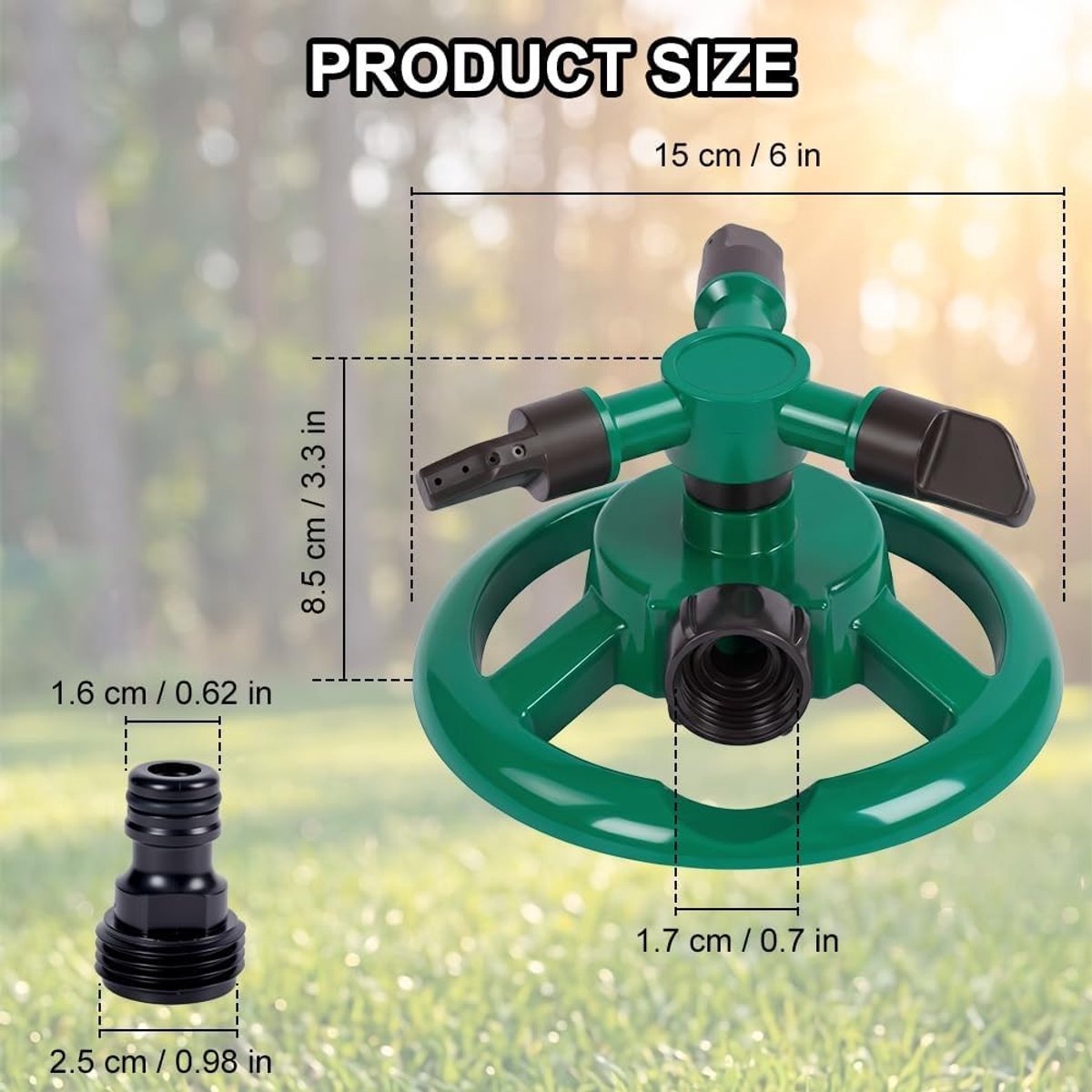 Automatische Gazonsproeier - Groen - 360 graden - Roterende Tuinsproeier met 3 Armen - Voor Tuin en Groenten