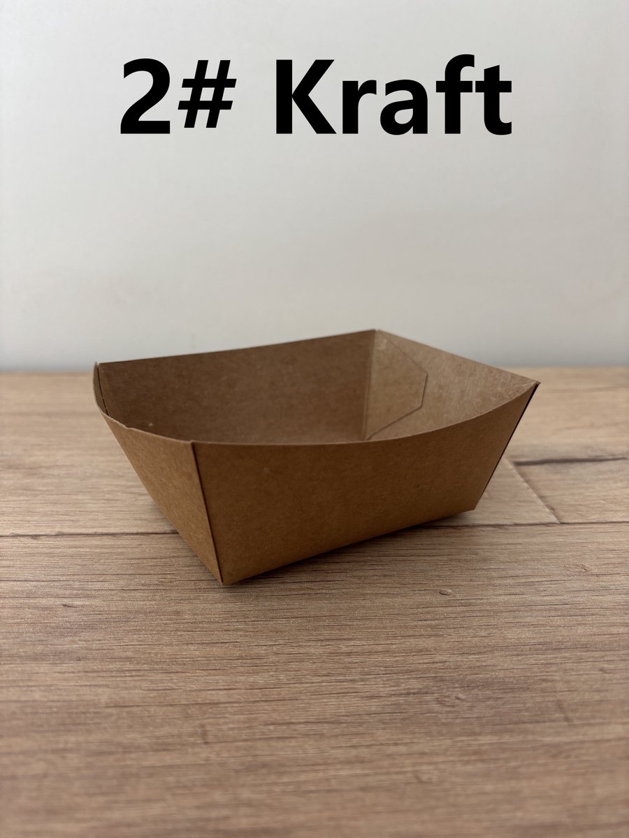 ATXANC 1200 Stuks Kraft Frietbakjes 2# - Milieuvriendelijke Kartonnen Snackbakjes - Duurzame Wegwerp Frietschalen - Bruin Kraft - 12,5 x 9,5 x 5,2 cm - Voor Friet, BBQ, Feestjes, Picknick & Take-away