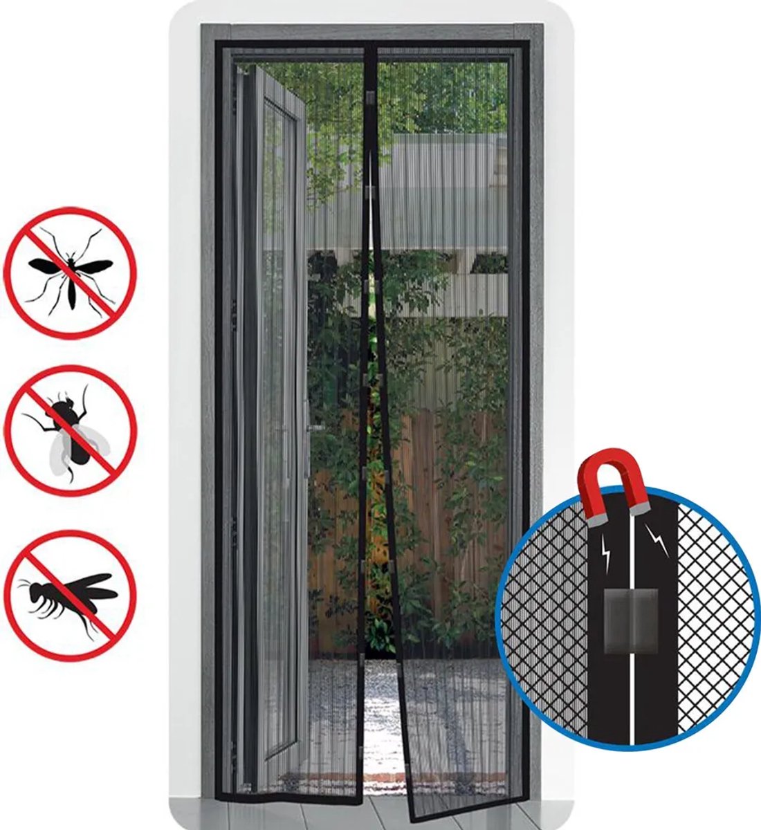 Magnetische horren zijn Geschikt voor balkondeuren, kelderdeuren en terrasdeuren. Ze worden bevestigd Geschikt voor lijm en vereisen geen boren.