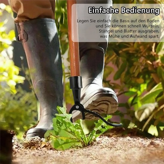 Onkruidverwijderaar, handmatige onkruidtrekker, roestvrij staal, afneembare handgreep, Geschikt voor het wieden van onkruid in de tuin, zwart. — afbeelding 2