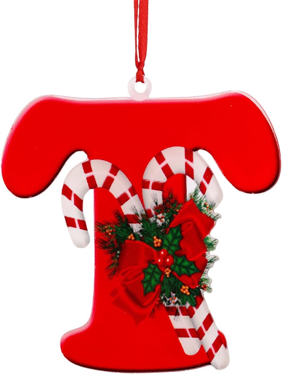Kerstboomversiering, 26 Letter Gepersonaliseerde Kerstboomversiering Hangende Hanger voor Thuis Doe-Het-Zelf Decoratiebenodigdheden voor Feestjes (T)