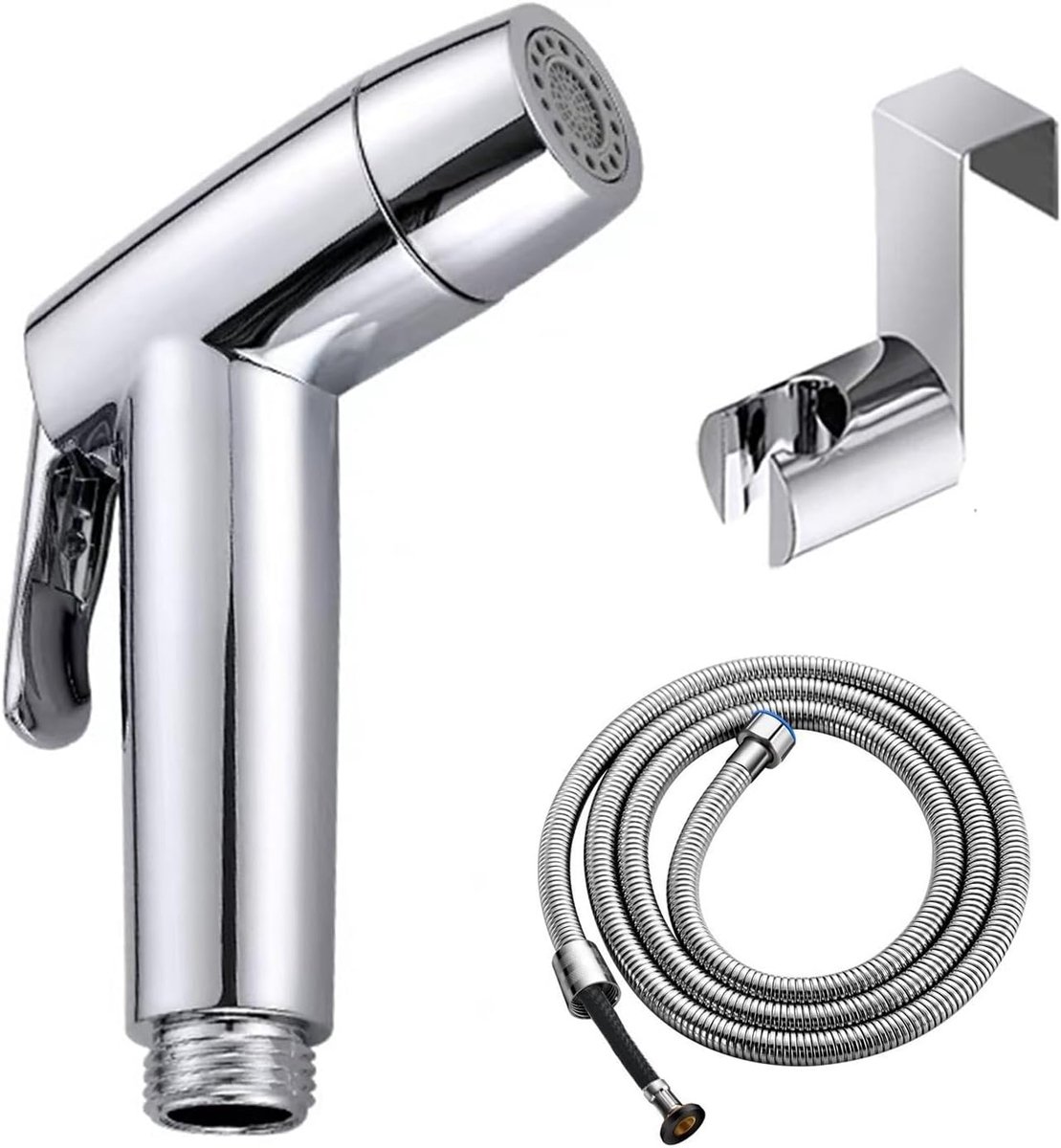 Handdouche voor bidettoilet, badkamer, met veerslang, wandhouderset, close-stool, krukpan, waterbloem, vloerreinigingsdoek, luier voor badkamerhygiëne