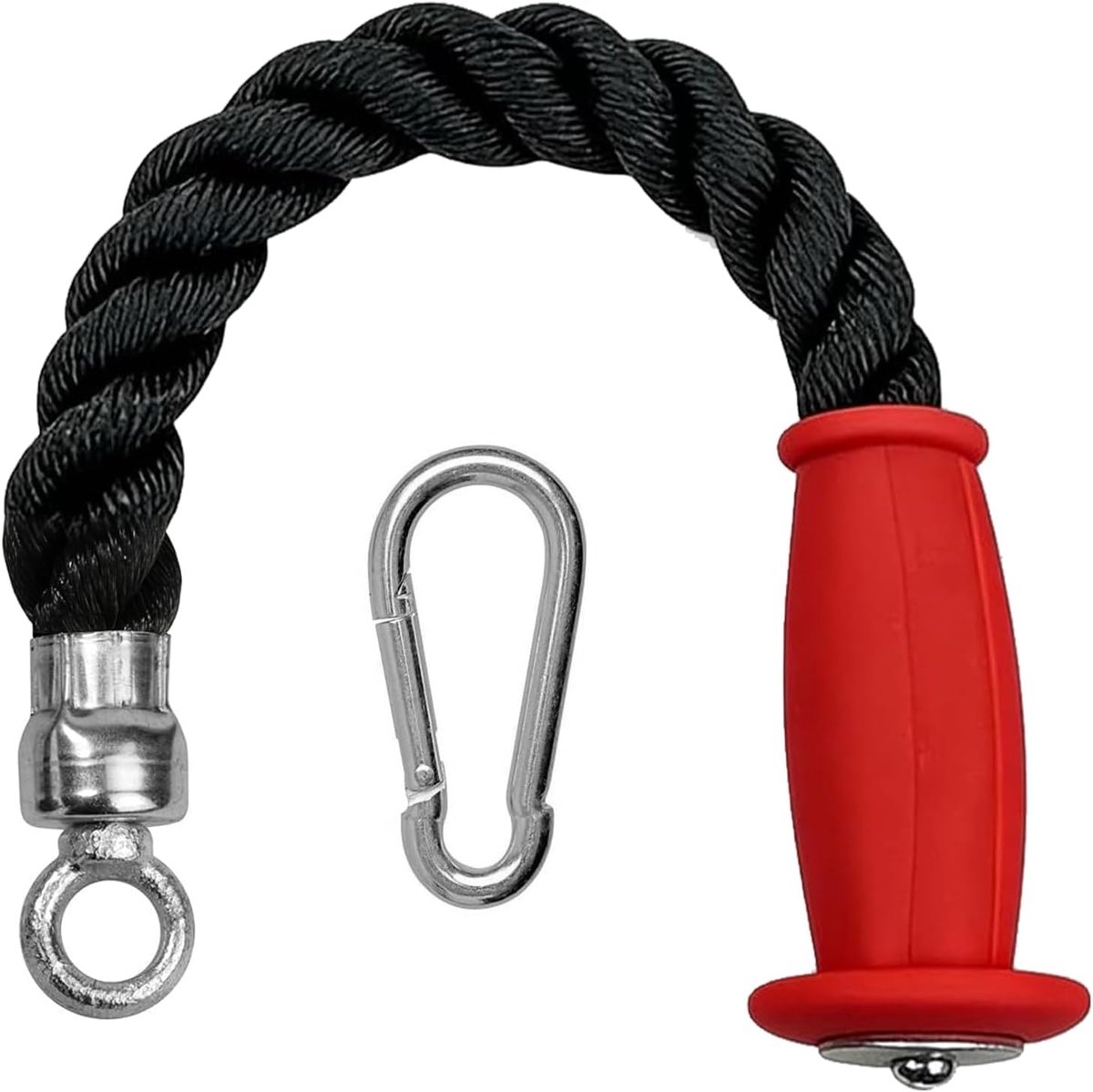Tricepstouw met rode handgreep, ergonomische antislip handgreep, 200 kg draagvermogen, karabijnhaak voor kabeltrekkoord, ideaal voor tricepstraining en spieropbouw in de sportschool en thuis