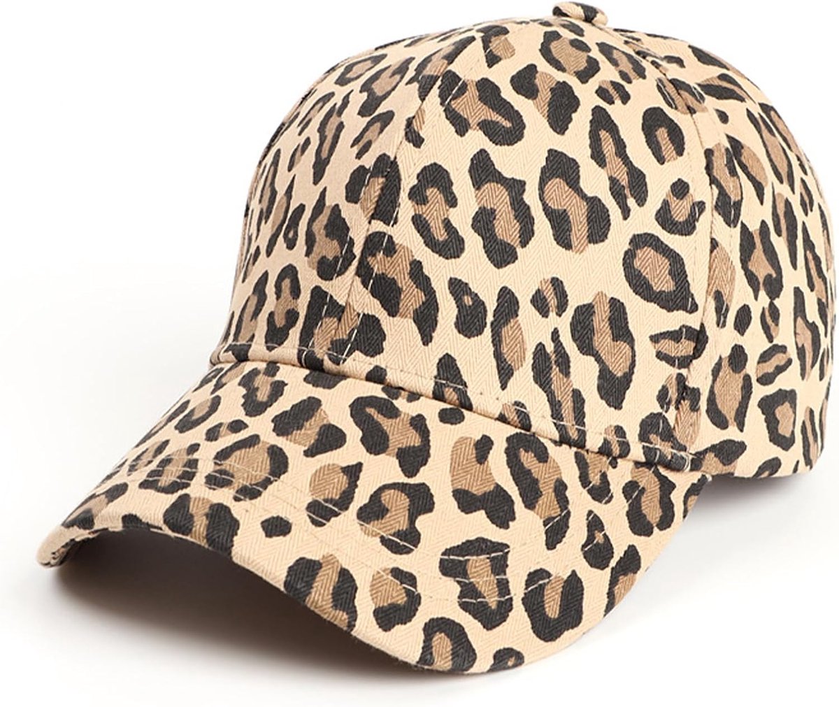 Honkbalpet voor dames, honkbalpet met luipaardpatroon