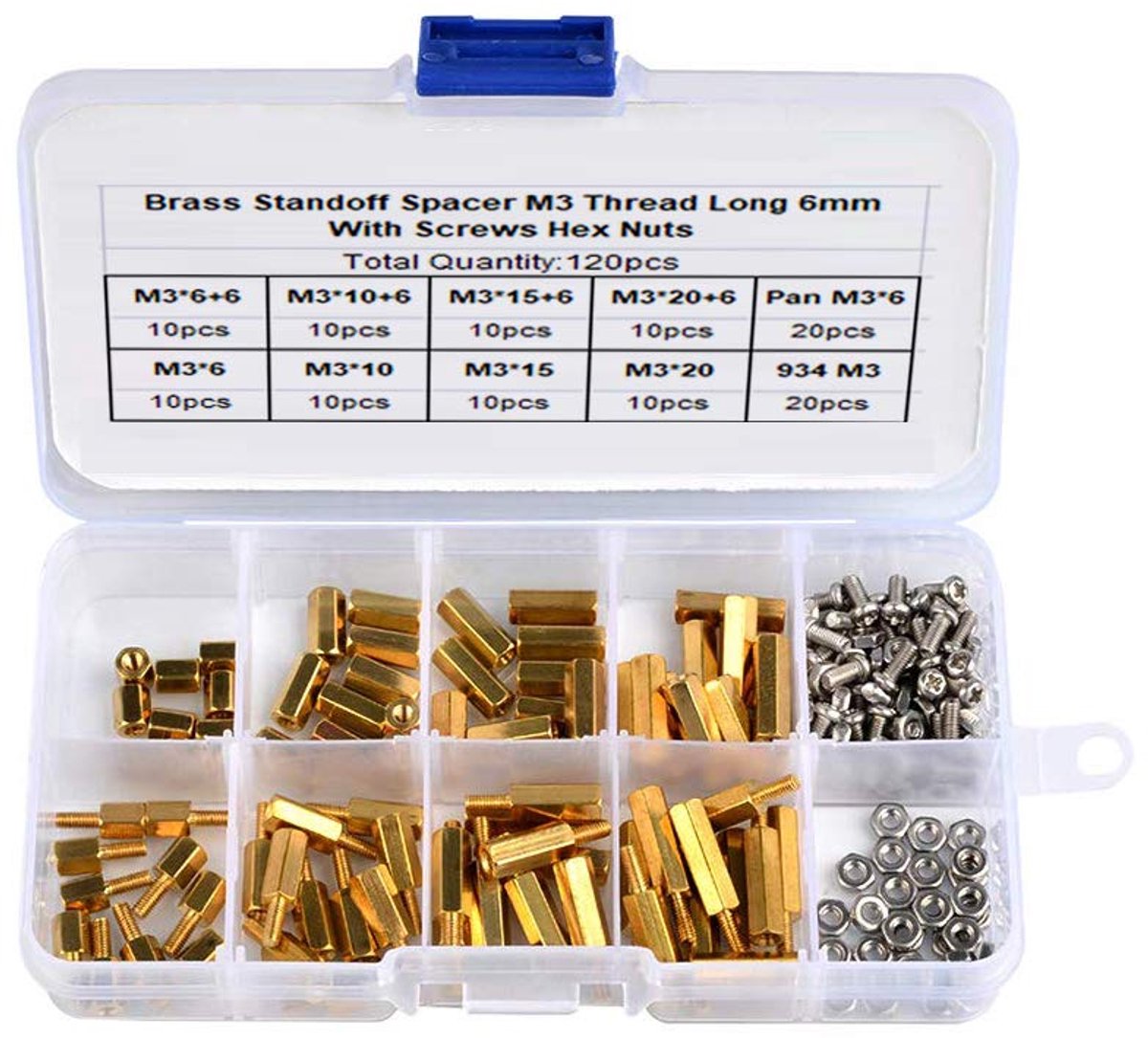 120Pcs M3 Koper Messing Pijlers Standoff Circuit Spacer PCB Board Moer Schroeven Hex Ronde Enkele Cilinder Hoofd