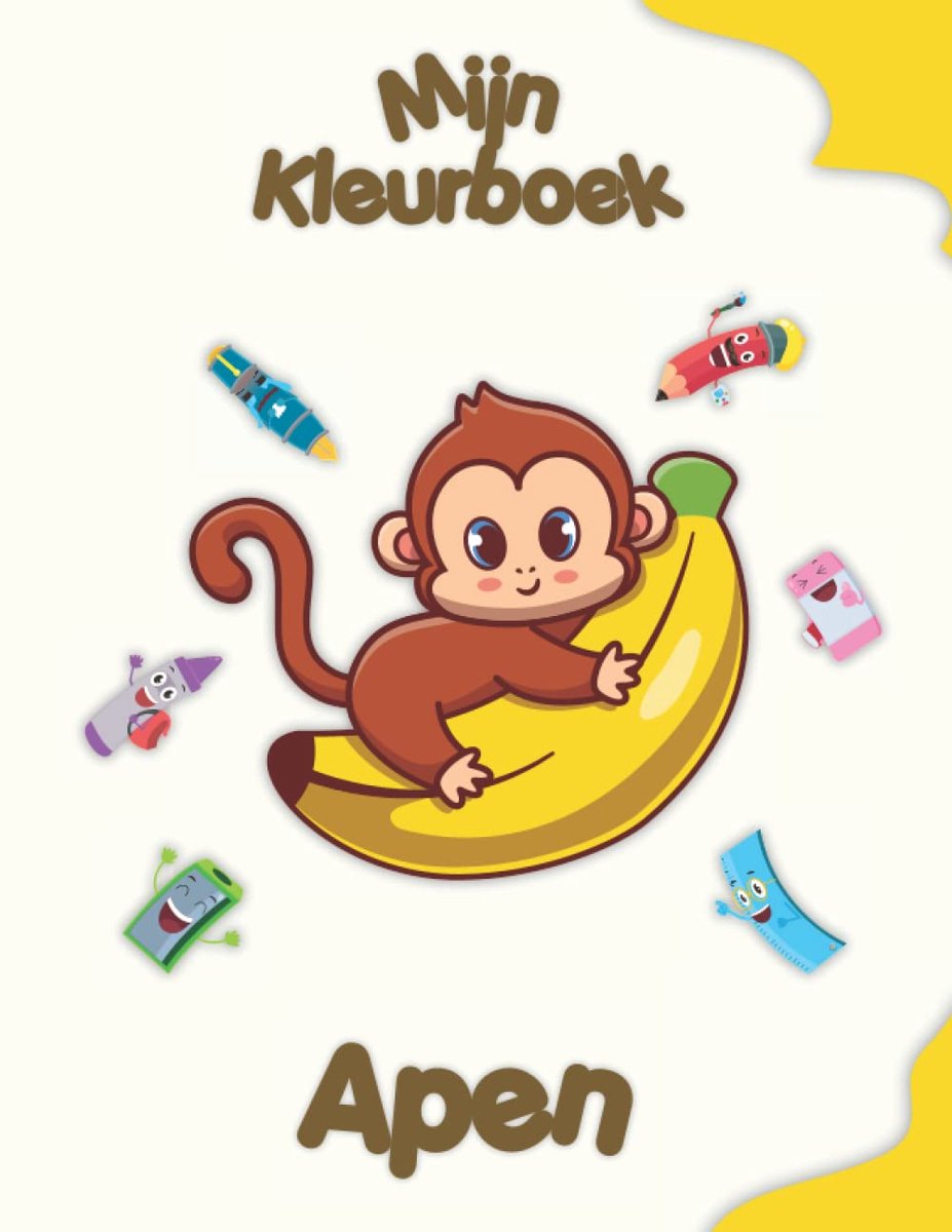 Kleurboek over Apen: Kleurplaten van dieren, Landschappen en personages, kinderen 2-6 jaar oud