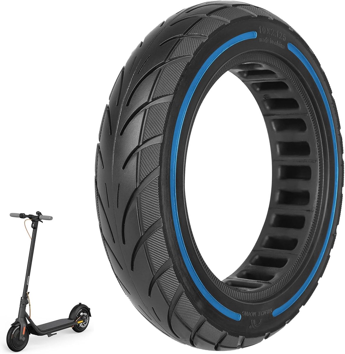 10 x 2,125 massieve banden, 250 x 54 cm, solide banden voor Xiaomi 4Pro/4Lite/Ninebot uifi/F20d/F30d/F40d/F40E elektrische scooter, 10 inch, massief rubberen banden, zeer elastische