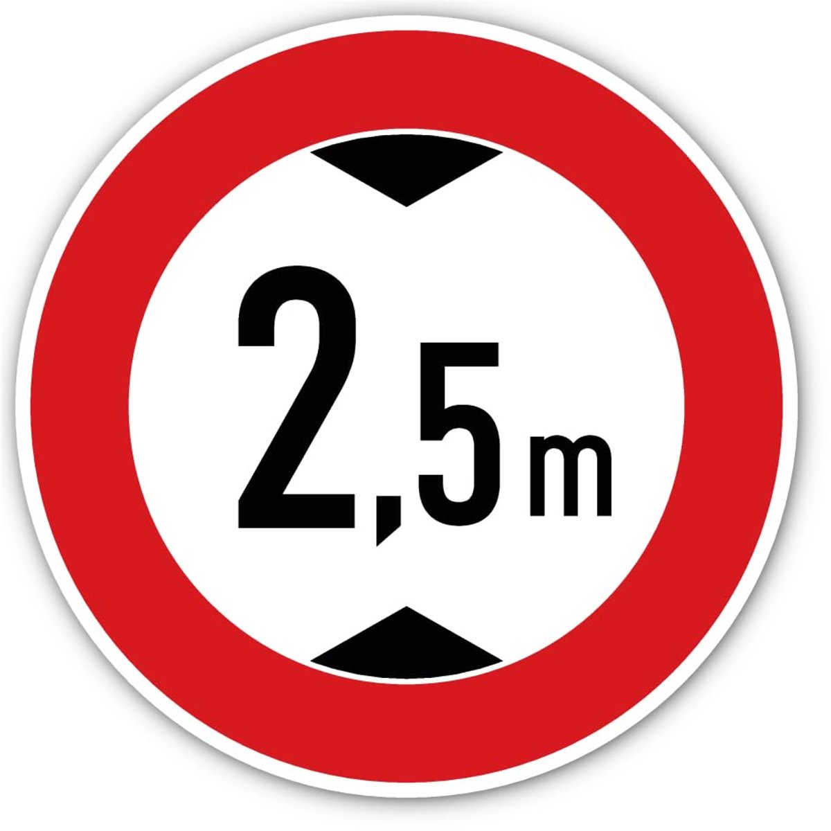 Diameter 200 mm, 1 stuk - maximale doorrijhoogte/verbod voor te hoge voertuigen - 2,5 m - meter - StVO teken Z-265