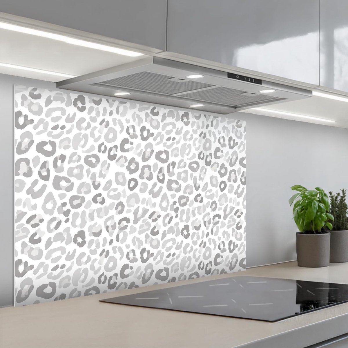 Keukenachterwand 60x90 cm zelfklevend keuken decoratie accessories home kitchen spatscherm Luipaard - Motief - Grijs