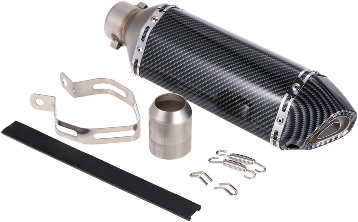 38-51 mm universele koolstofvezel uitlaat geluiddemper met zeskantige schuine staart in kleine maat, geschikt voor motorfietsen en ATV's