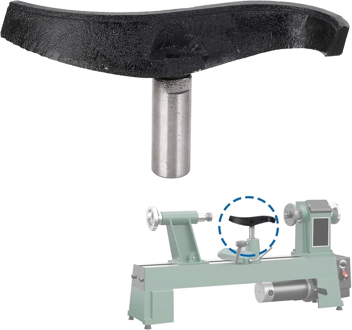 Draaibankgereedschapsrust, 25 Mm Legering Staal en Gietijzeren Diameter Kolom Houtdurkende Draaibankgereedschapsteun Compatibel met 25 Mm Draaibasis