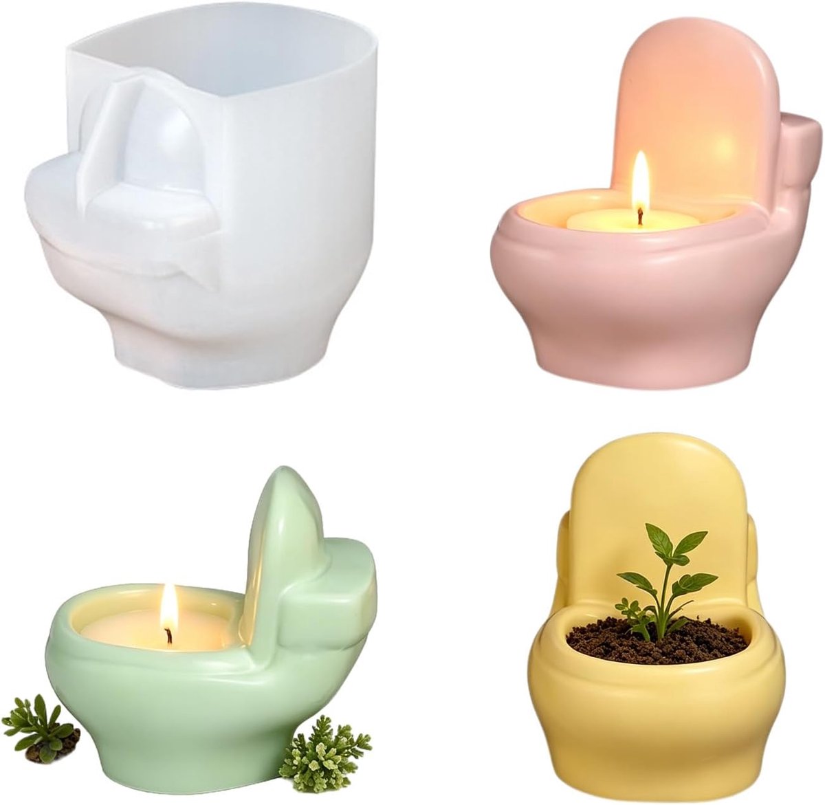 Hars Mallen, 3D Toilet Vorm Kaars Houder Mold | Hars Gietvorm Voor Diy Kaars Houder Sieraden Container Jar Box Planter Snuisterij Craft Gift