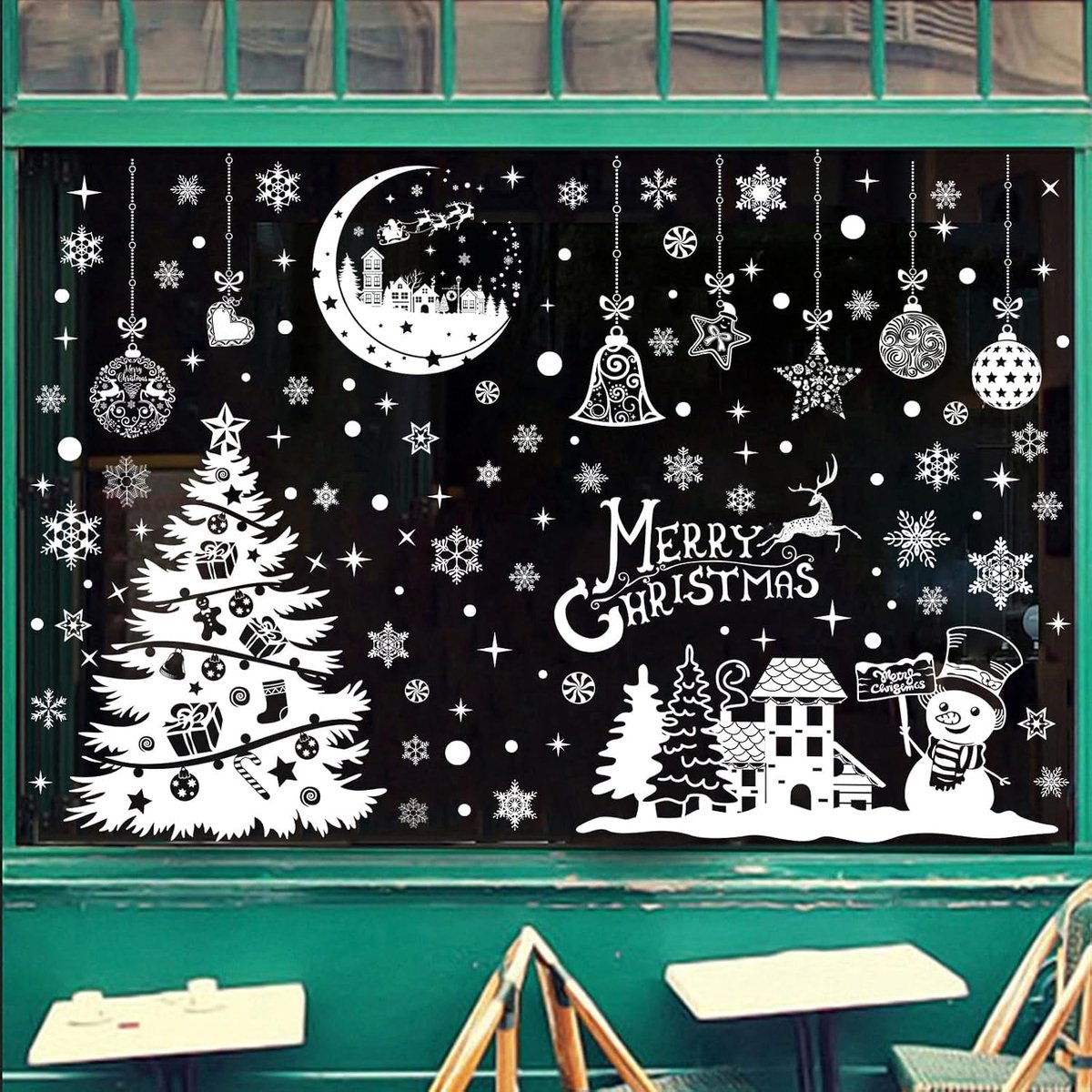 Raamstickers, herbruikbaar, dubbelzijdig, elektrostatisch, Kerstmis, voor ramen, statisch pvc, raamdecoratie, Kerstmis, winter