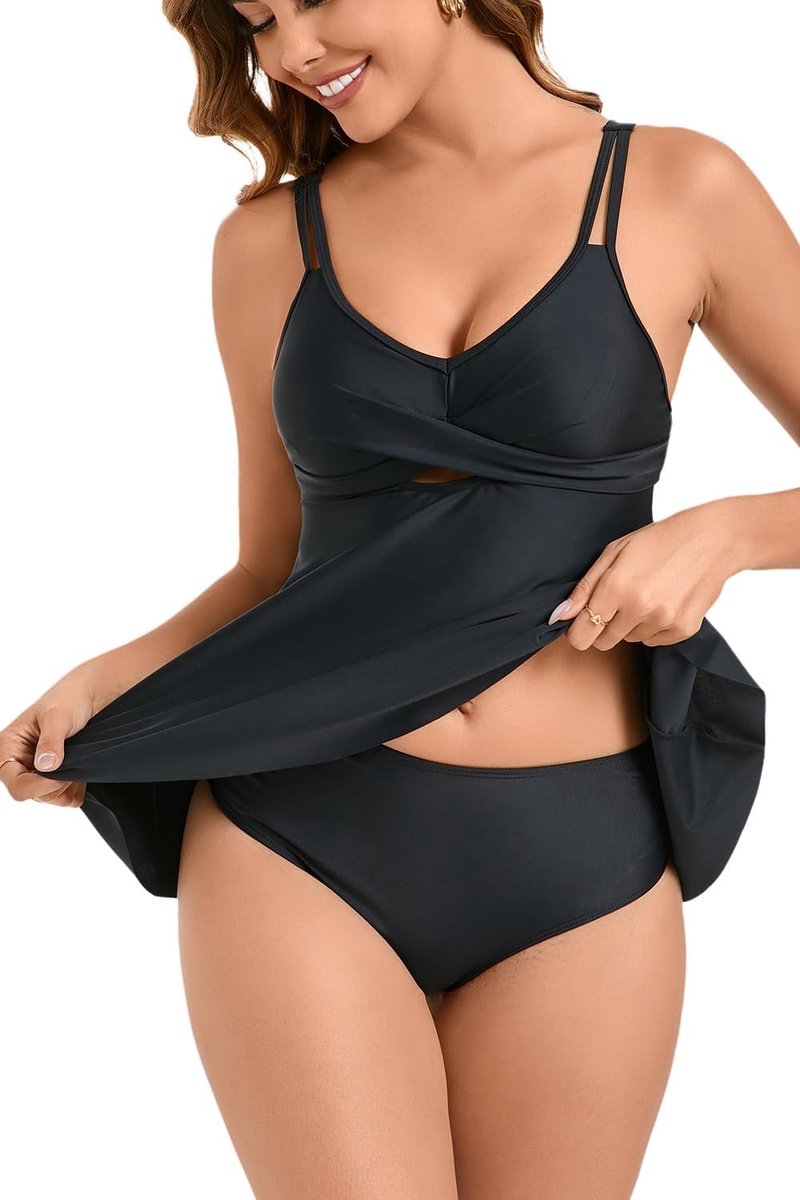 Tweedelig badpak, tankini, bedrukt, gevoerd, badpak met shorts, elegante badpakken met hoge taille