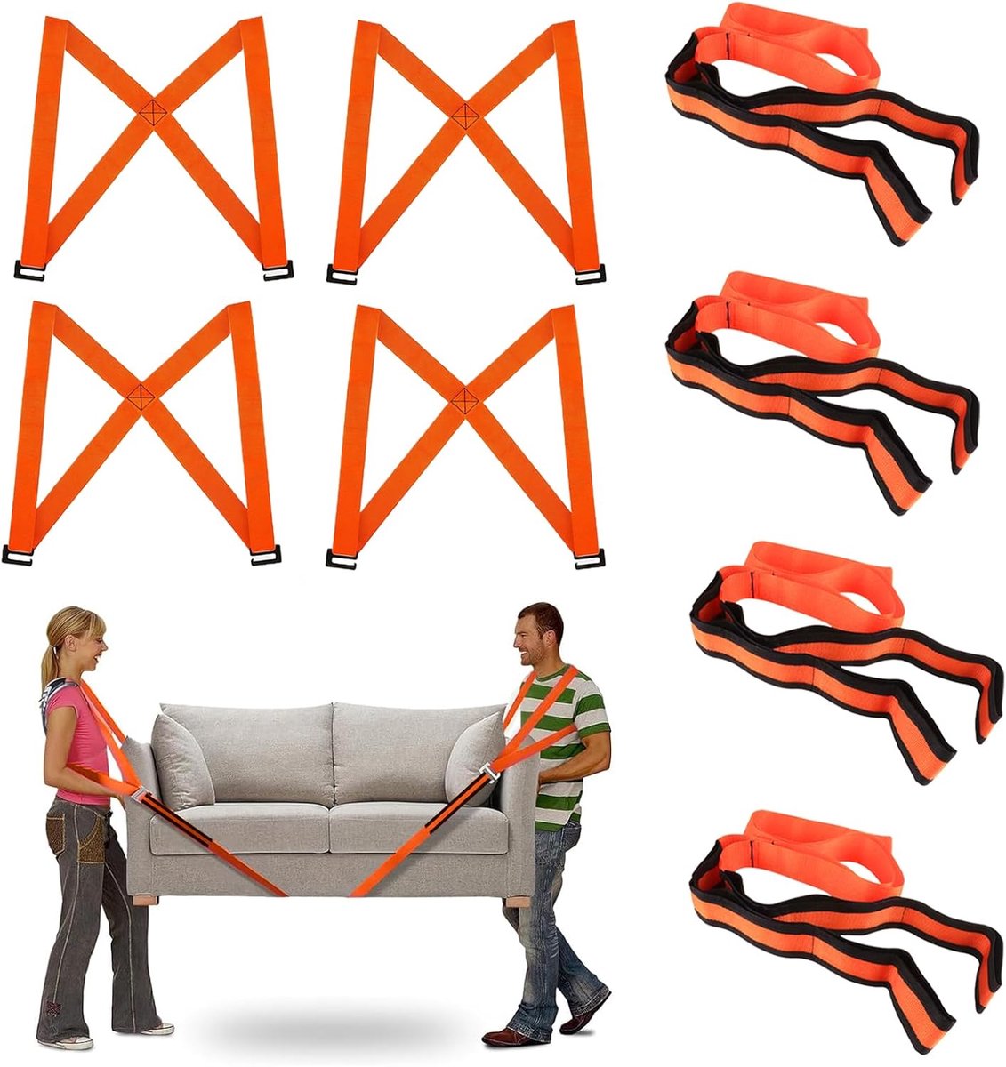 4 stuks, draagriemen, verhuiskit, draagriem voor 2 personen, transportriem, multifunctionele verhuishulp, meubeldraagriemen, schouderdolly, geschikt voor mobiele meubels