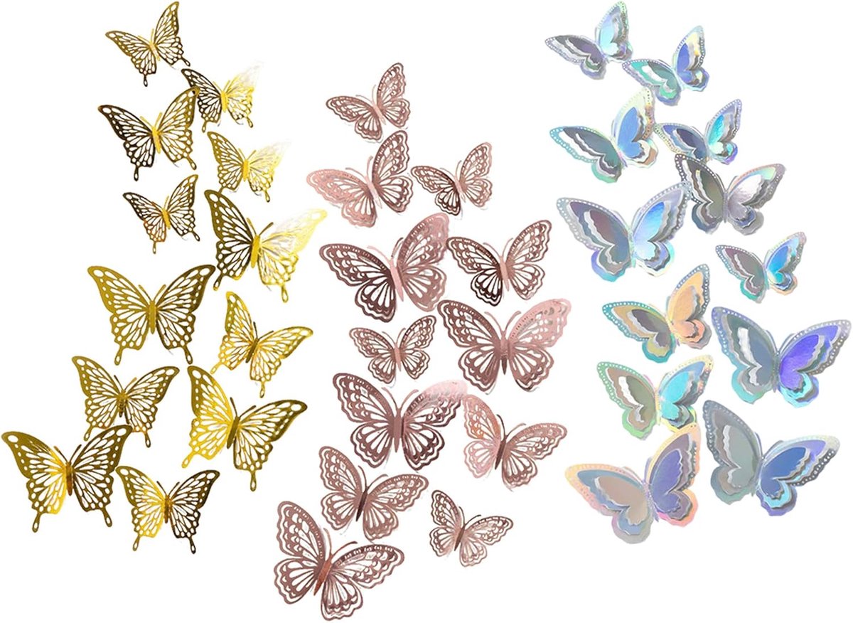 3D Vlinderstickers, coquette vlinder, decoratie, muurstickers, decoraties voor muur, raam, slaapkamer, bed, muurkunst, verwijderbaar behang en stickers voor woondecoratie