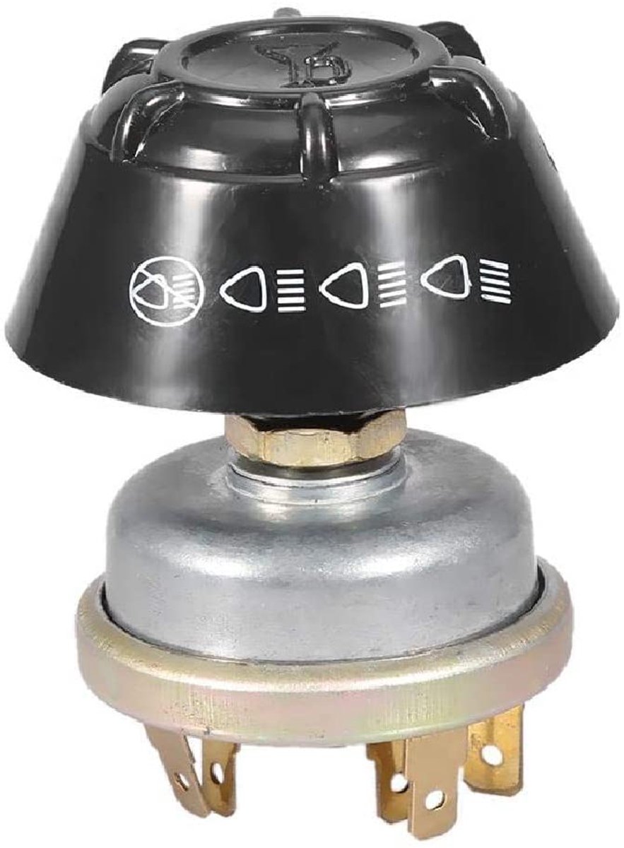 Autoclaxonschakelaar, ABS, 12 V, waterdicht licht/hoornschakelaar van metaal voor Massey Ferguson tractor (zilver + zwart)