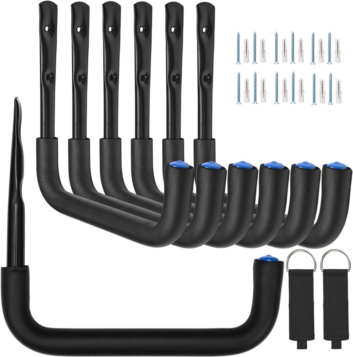 Haken, Wandmontage Garage Hanger & Organizer, 24 cm Opslaghaken voor Tuingereedschap, Ladders, Fietsen, Grote Artikelen, 6 Pack
