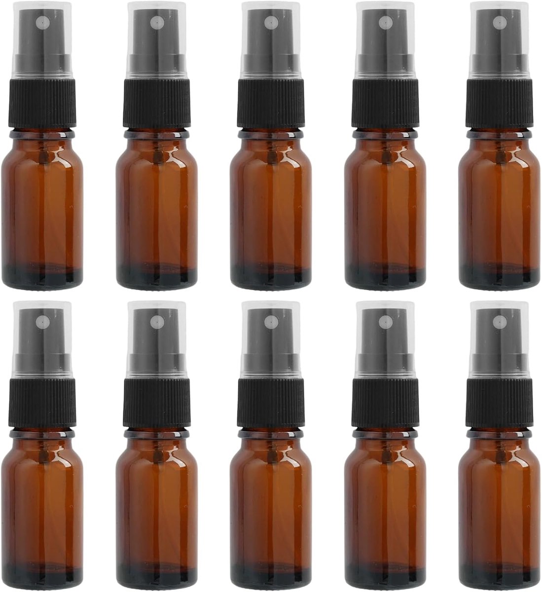 Spuitflessen van amberglas, 10 stuks, 30 ml, navulbaar, waterdicht, voor parfum, etherische oliën, aromatherapie en reisproducten, voor thuis en transport