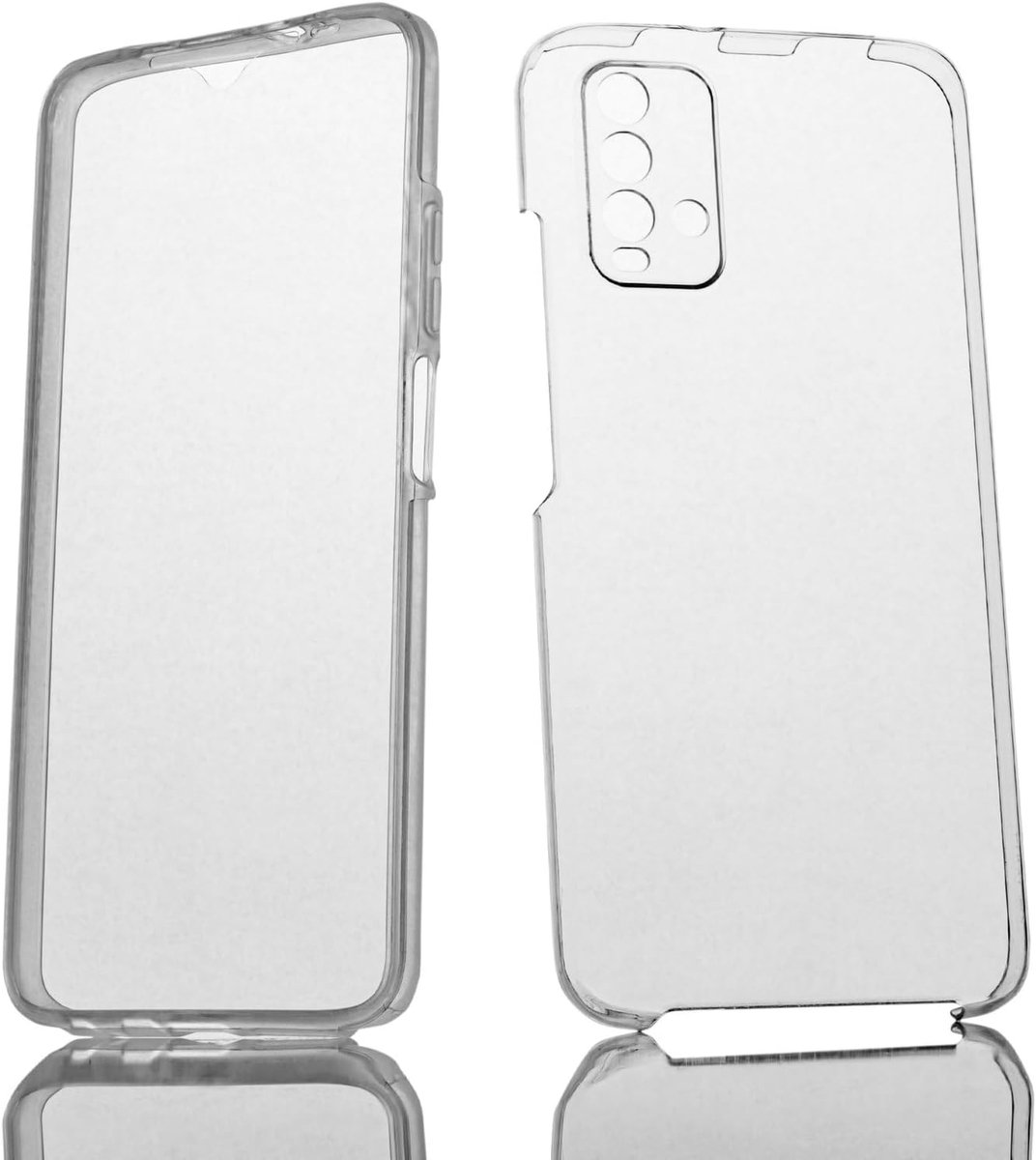 Hoesje voor Xiaomi Poco M3 Transparant Silicone Schokbestendige Beschermhoes 360 Graden Volledig voor en Volledig Achter Dubbelzijdige Behuizing Case Cover