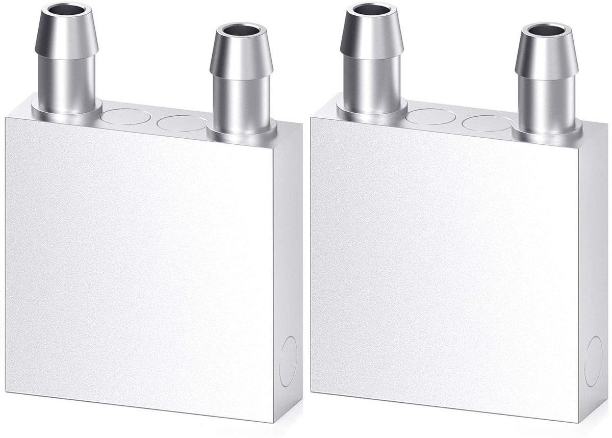 Waterkoelblok, vloeistofwaterkoellichaam, koellichaamssysteem voor pc, computer, CPU Graphics koellichaam, endothermic head, zilver (40 x 40 mm x 12 mm) 2 stuks