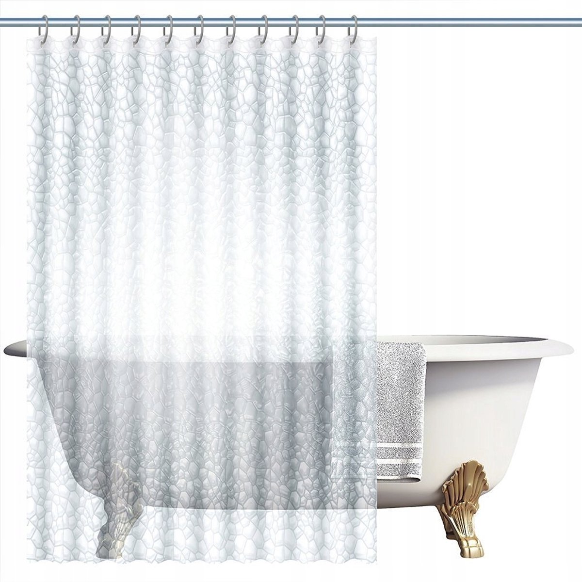 Douche Transparantgordijn 3D Waterblokjes 180x200cm Merkloos