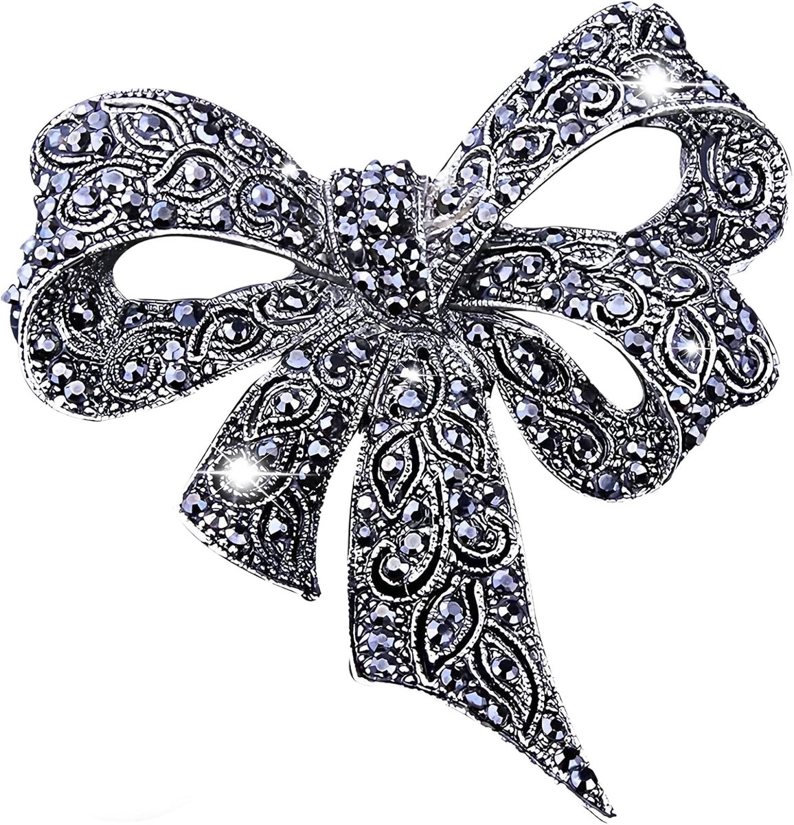 Damesbroche met strass, zwarte strik, modesieraad voor vrouwen, elegante stijl als cadeau