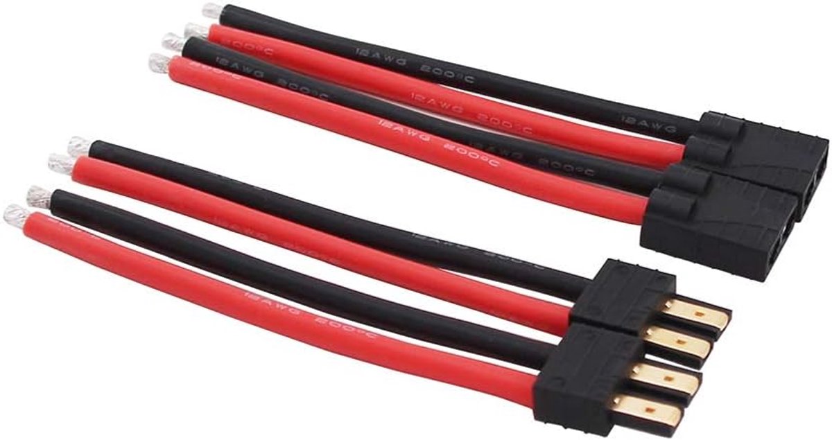 2 paar verbindingskabels voor mannelijk en vrouwelijk met 12 awg 10 cm siliconendraad voor RC LiPo-accu, FPV Turnigy / Zippy (2 stuks)