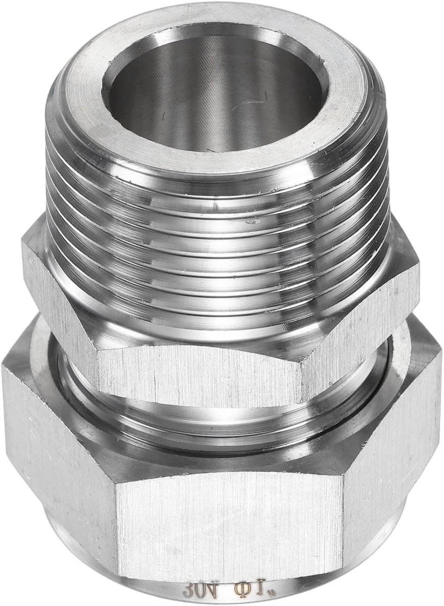 Compressieschroefverbinding 1" buisbuitendiameter x 1" NPT-mannelijke schroefdraad roestvrij stalen rechte koppeling adapter compressiebuisfitting-connector voor olie, gas, water