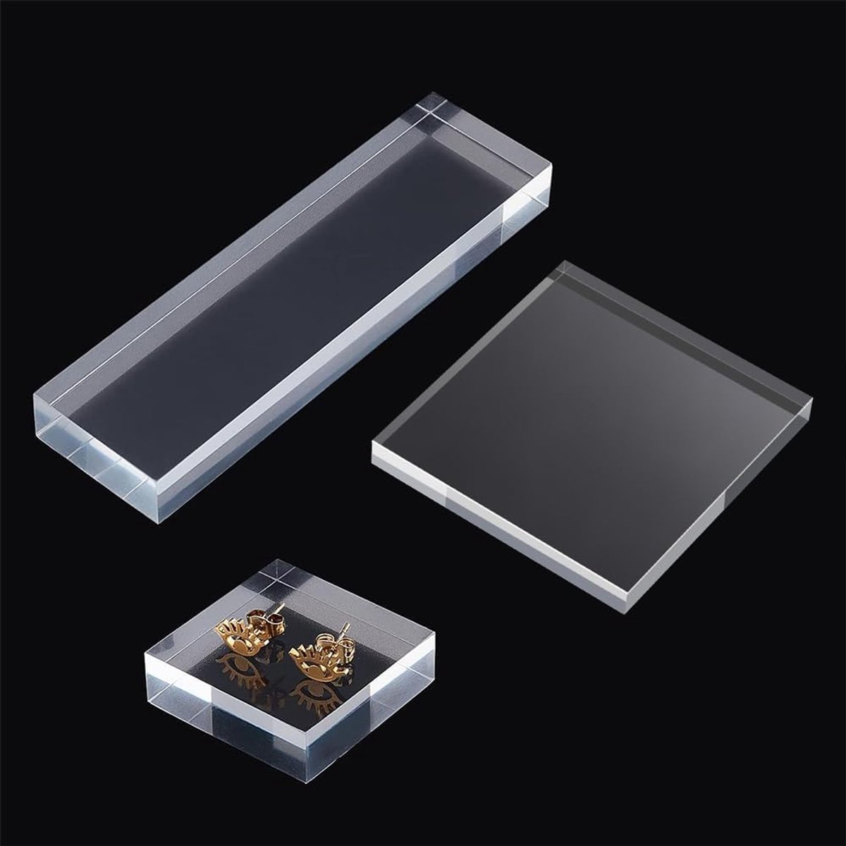 3 Stijl Clear Sieraden Display Stands, Vierkante Rechthoek Sieraden Display Base Houder Sieraden Showcase Ring Display Organizer voor Thuis Collectie Display Fotografie Prop
