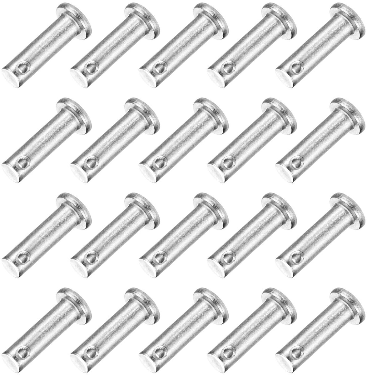 20 stuks M6 x 20 mm enkele gat splintbouten, 304 roestvrij stalen platte kop, aanhangersplintbouten voor aanhangervergrendeling, monteurreparatie, meubelinstallatie, industriële uitrusting