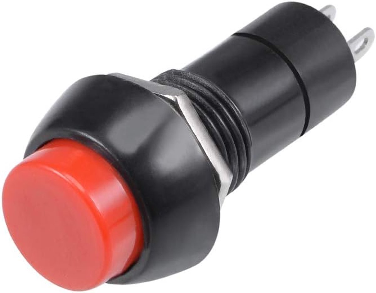 Sourcing map 6 stuks 12 mm rood Momentan drukschakelaar ronde platte knop SPST 1 NO 1 NC DE de