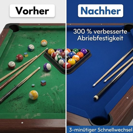 Biljartdoek vilt, geschikt voor standaard biljarttafels van 2,4 m, ooker doek, vilt, biljartbescherming, reserveaccessoires met kussenstrepen voor bars, clubs, hotels enz — afbeelding 5