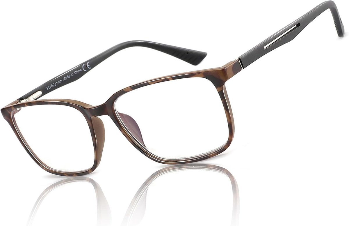 Blauw licht filter bril & leesbril heren vierkant frame lezer anti-glans sport computerbril