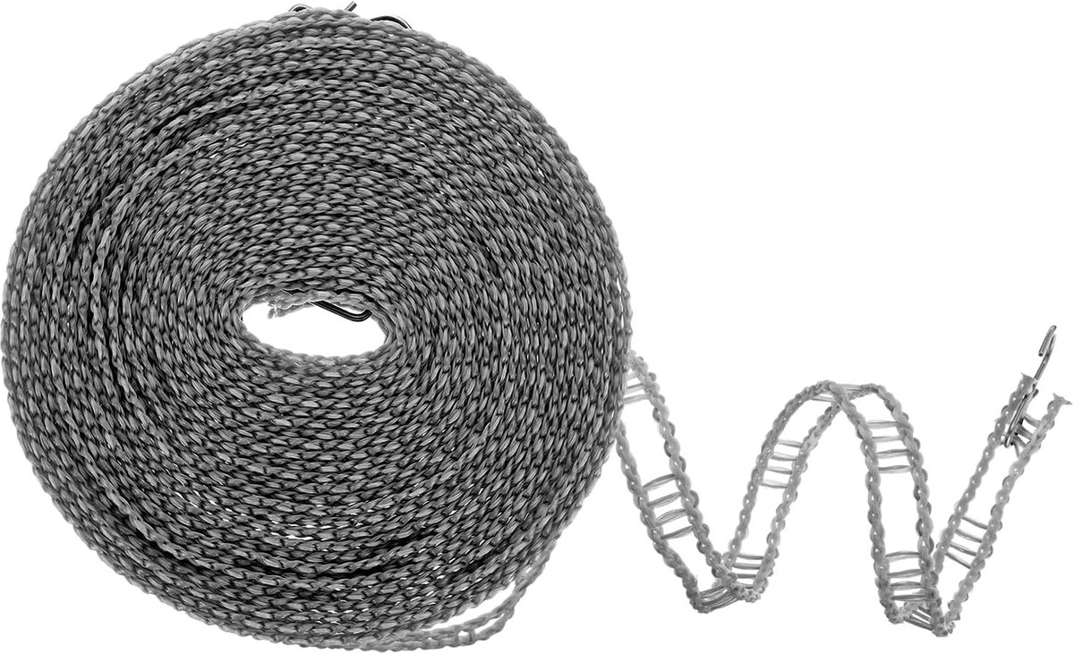Winddichte sleutelband, 10 m, 33 voet, antislip kunststof koord, draagbaar wasrek voor op reis, voor camping, wasgoed, buiten, binnenplaats, grijs