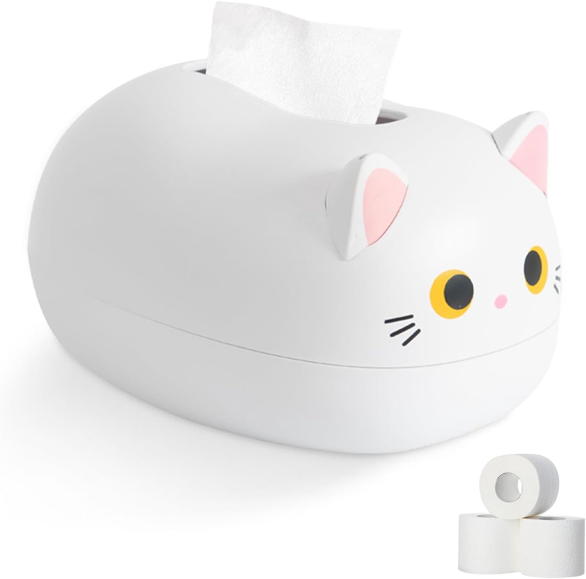 Cat Tissue Box, Plastic Cartoon Facial Tissue Box Cover Houder Mooie Servetdoos, Tissue Dispenser Box Voor Badkamer Vanity Countertops, Slaapkamer Dressoirs(wit)