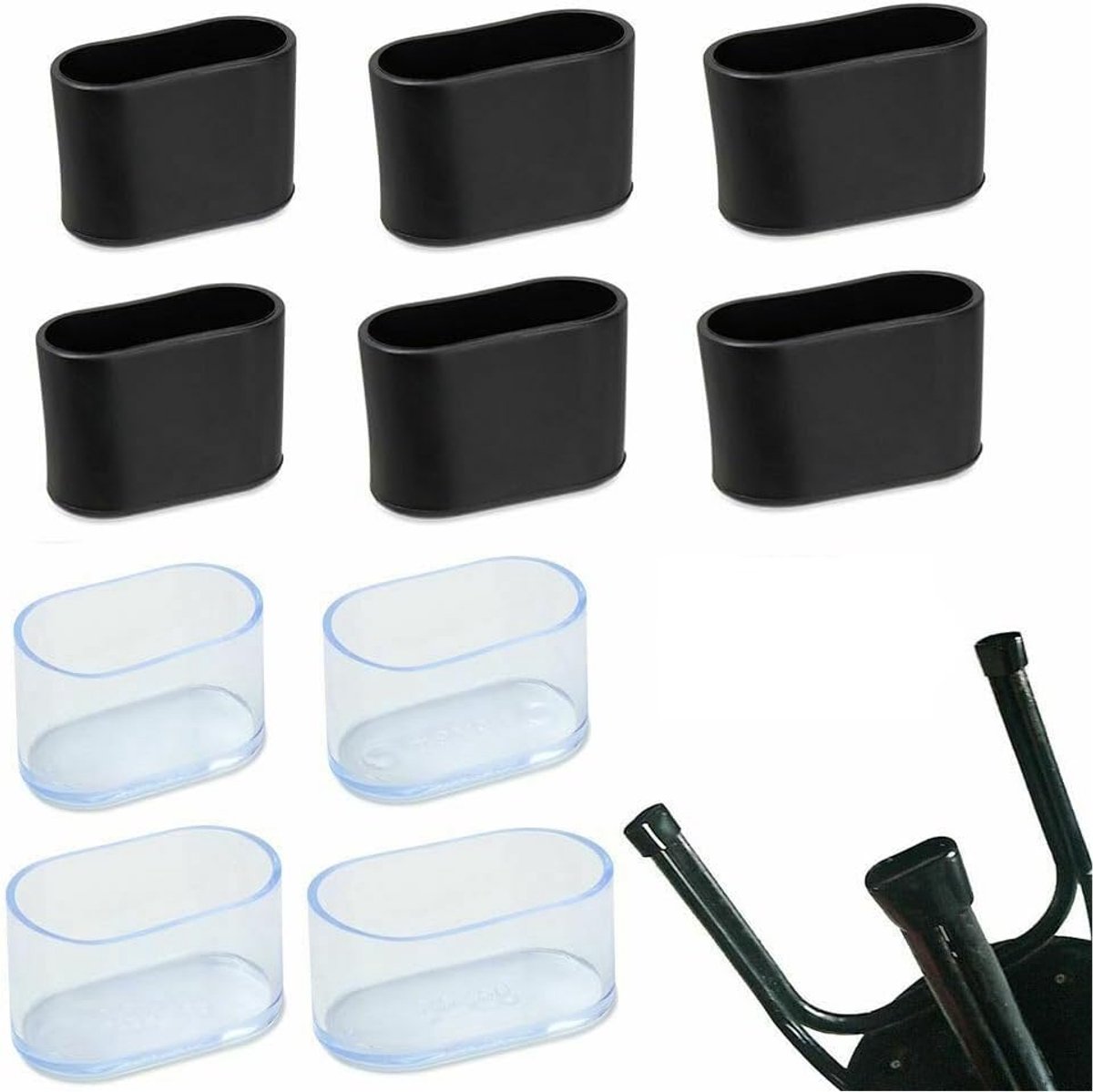 10 stuks ovale stoelpootdoppen vloeren beschermer PVC meubelpads tafelvoeten hoezen antislip vloerbeschermer voor hardhouten vloeren stoel voeten pad (zwart 15 x 30 mm)