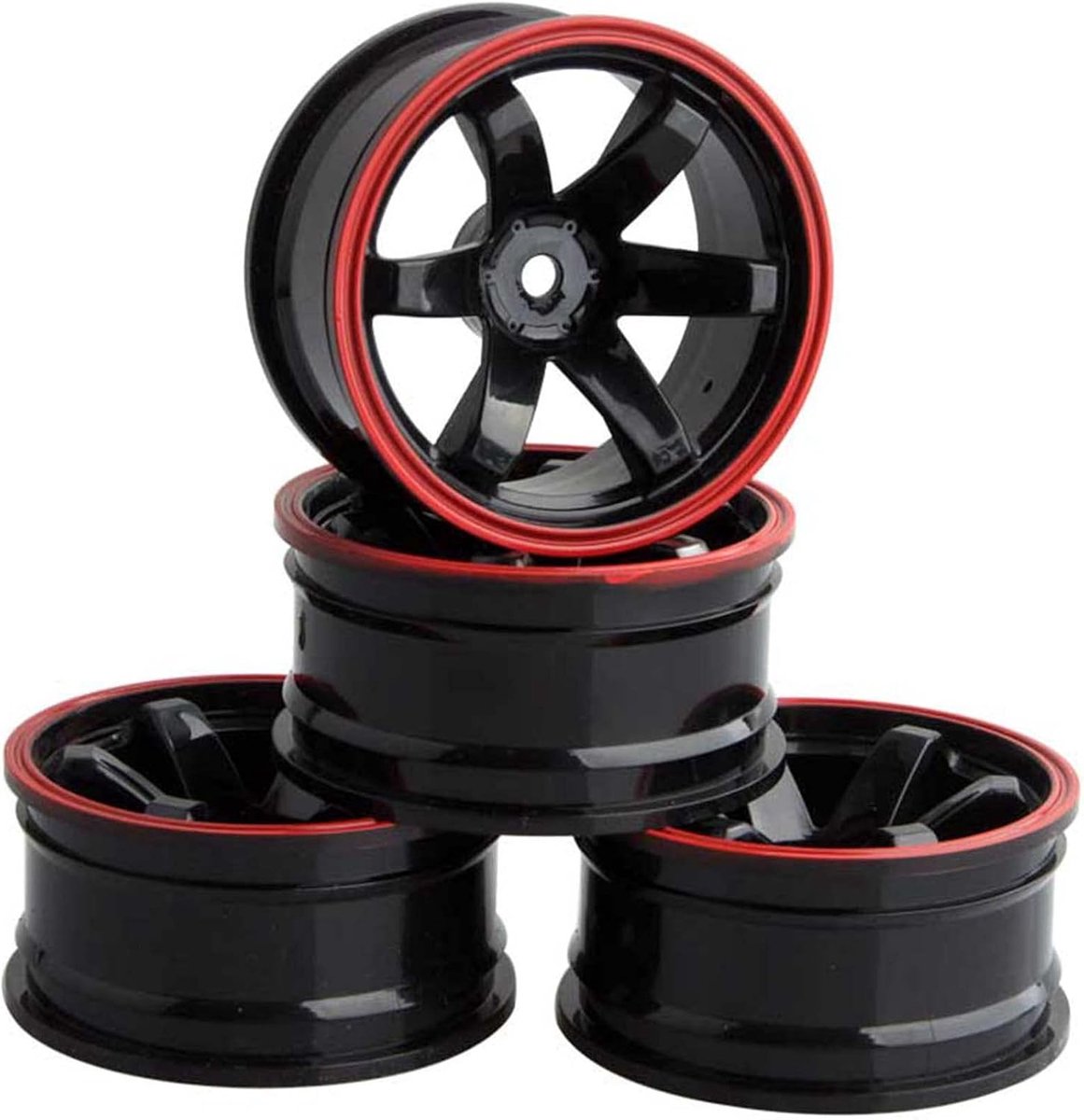 75 mm rubberen banden en kunststof wielen, RC banden en 6-spaken wielvelgen voor 1/10 RC op de weg auto 1/16 RC Rallye Auto HSP 94123 HPI Kyosho Tamiya (blauw)