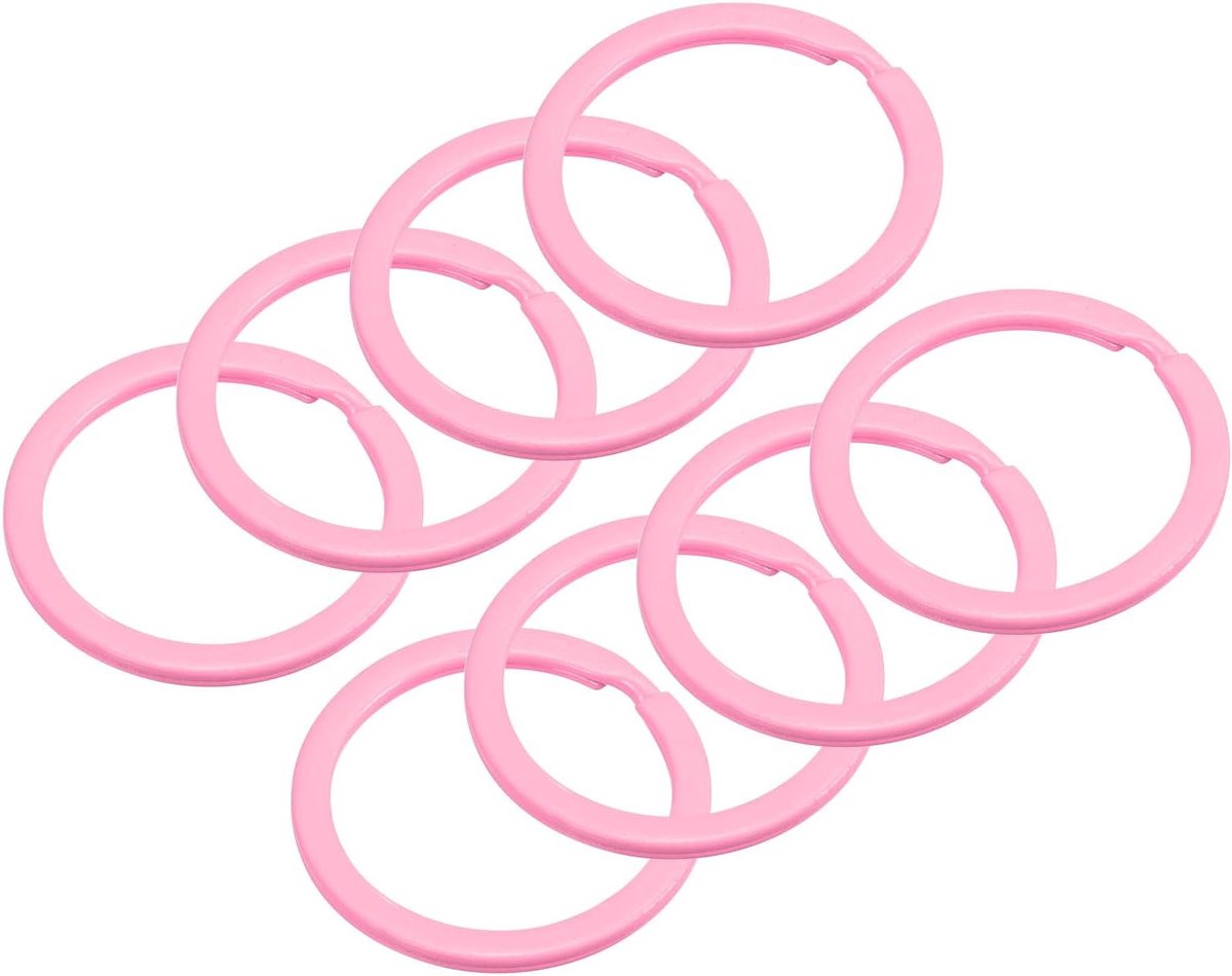 Sourcing map 8 stuks gesplitste sleutelhanger ring 30mm/1,2"rond plat sleutelhouder roze