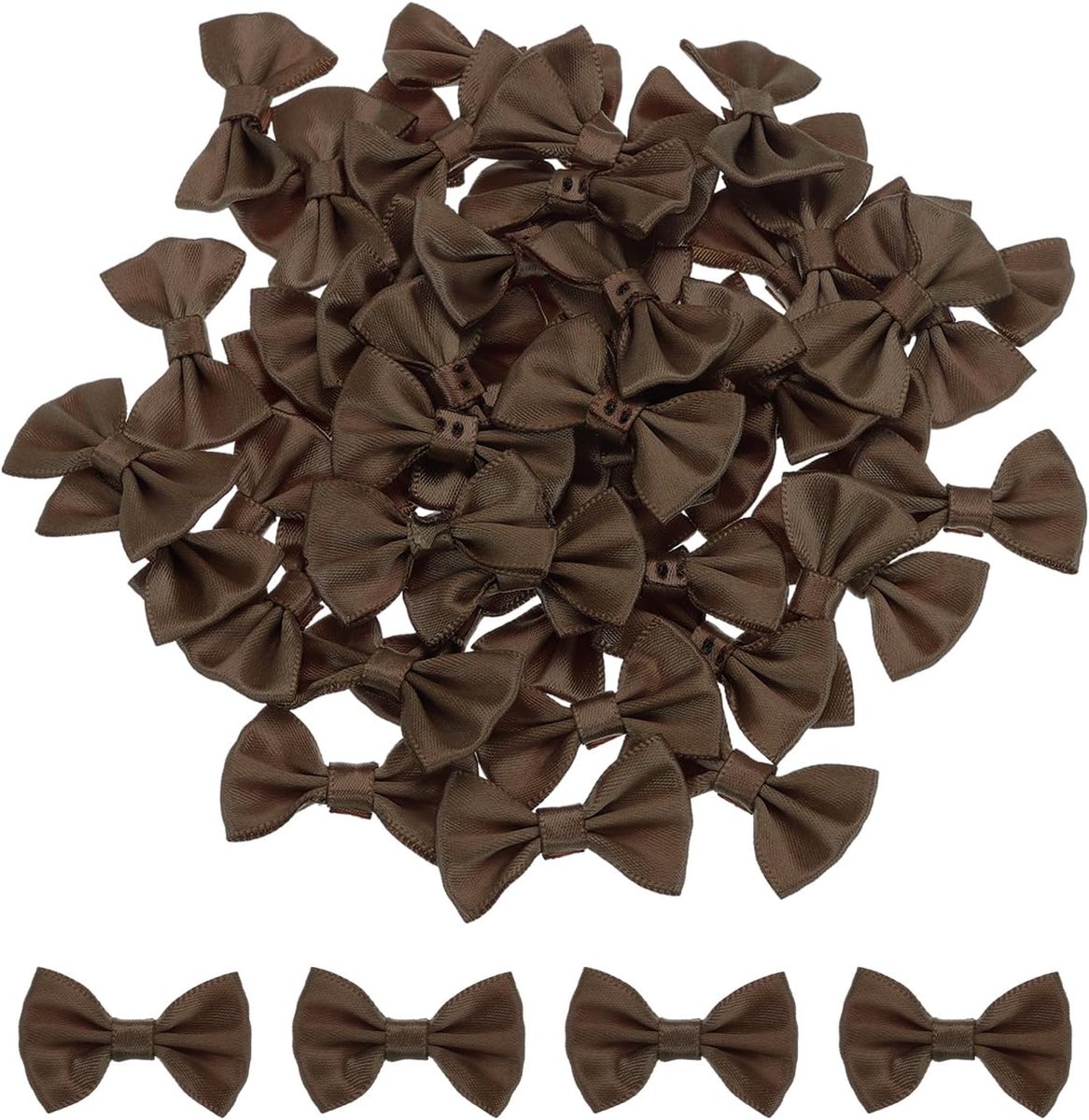 50 stuks Donkerbruine Vlinders 1,5 inch x 2,5 cm Mini Strikken voor Ambachten Kleine Satijnen Strik Groothandel voor DIY Naaien Scrapbooking Huwelijkscadeau Cadeau Wooncultuur