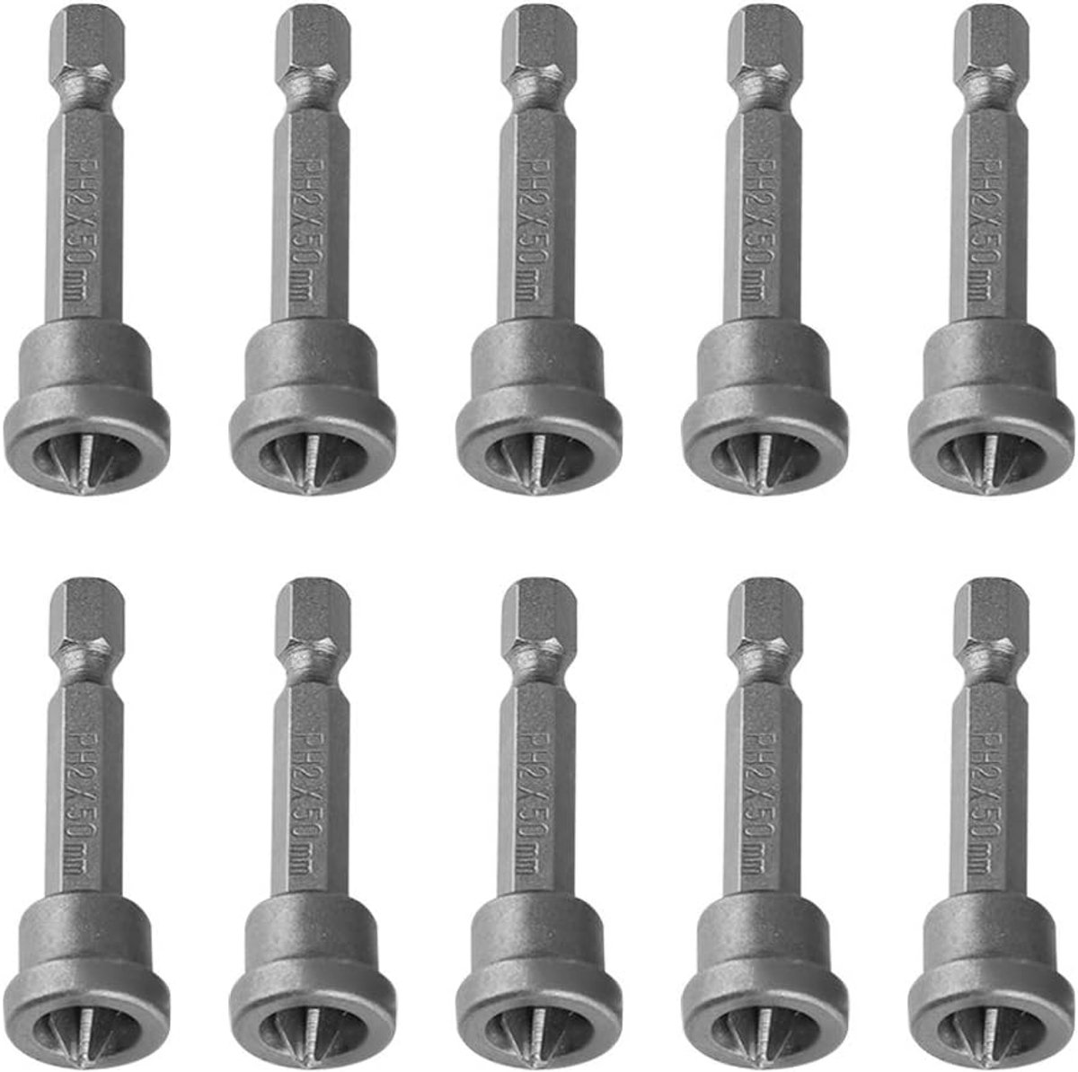 Schroevendraaier Bits 10 stks 50mm PH2 Hex Shank Magnetische Schroevendraaier Bits Set voor Gipsplaten Gipsplaat Lokaliseren