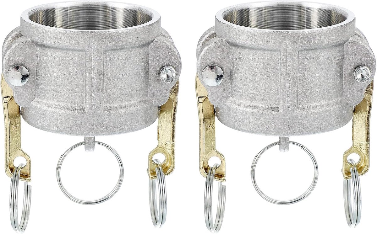 2 stuks 1,5 inch aluminium nokvergrendelingsfittingen - mannelijke adapter x vrouwelijke NPT-draad, snelkoppeling nokvergrendeling slangmontage, corrosiebestendig (deel DC Cam groeftype)