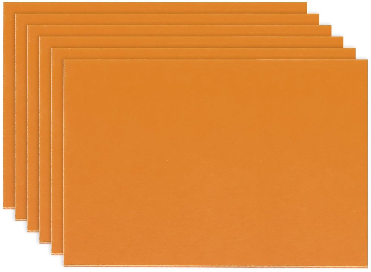 Kunststof plaat, fenol, 150 x 100 x 2 mm, 6 stuks, gelamineerde harsplaat voor elektronische bevestigingen, doe-het-zelf en handwerk, oranjerood