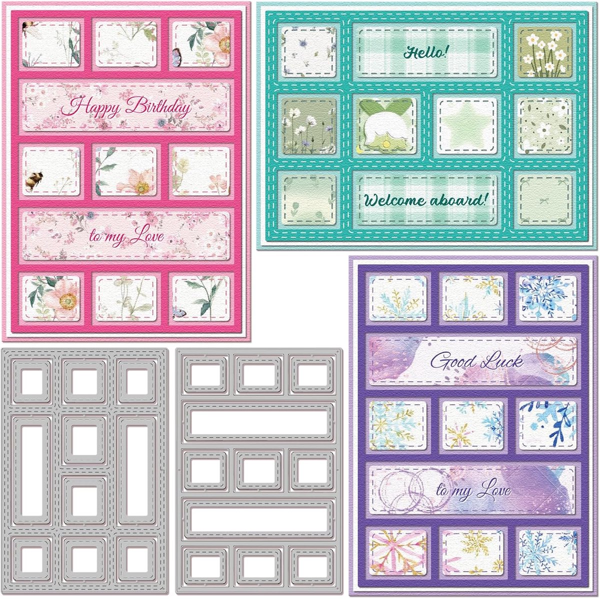 Splicing Rechthoekige Achtergrond Bord Snijmatrijzen voor DIY Scrapbooking Metalen Rechthoeken Lijst Snijmatrijzen Vierkante Lijst Snijmatrijzen voor Kaarten Maken Embossing Foto Album