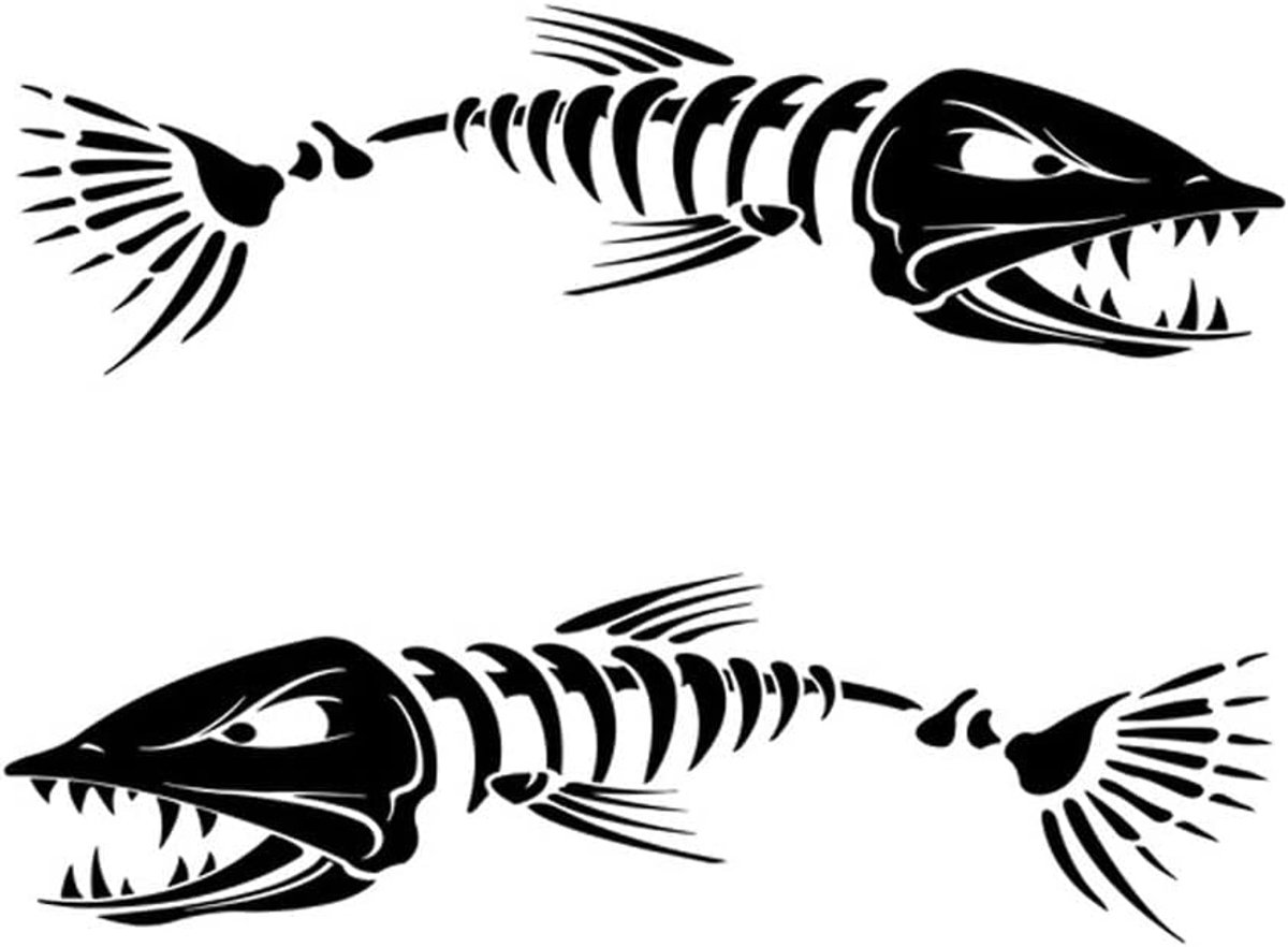 ISpchen Visskeletsticker, gepersonaliseerde visgraatdecoratie voor auto, boot, vissersboot - grappige vinyl sticker, bone design