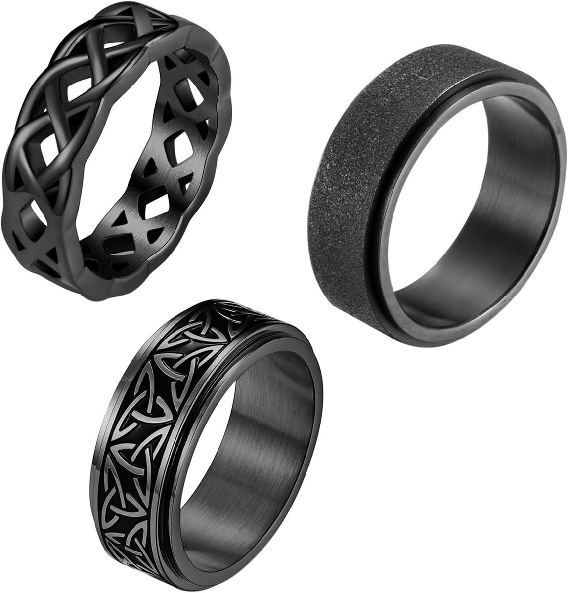 Ringen voor mannen en vrouwen, Keltische knoop eeuwigheid banden, fidgetringen voor stressverlichting, draaibare spinnerringen, roestvrij stalen ringen, meditatieringen