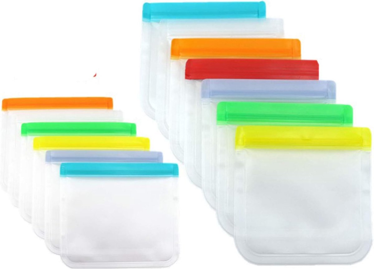 Bags, 12 Pack Clear Plastic Hersluitbare Zakken Herbruikbare Sterke Zip Lock Zakken Herbruikbare Vriezer Tassen Extra Dikke Vriezer Zakken, Lekvrije Opslag