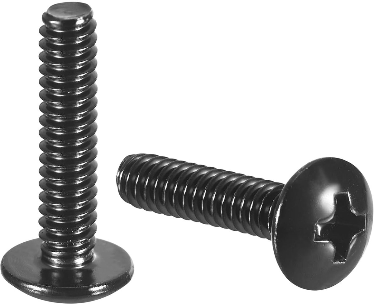 Machineschroeven, kruiskopschroeven, volledige schroefdraad, type Phillips, roestvrij staal 304 18-8, zwarte oxideafwerking, hoeveelheid 50