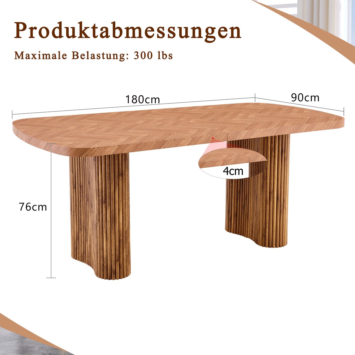 FloraGrace Eettafel - Walnootkleurig MDF - 180x90x76 Cm - Modern Minimalistisch Voor Eetkamer En Ontvangst - 136 Kg Draagvermogen