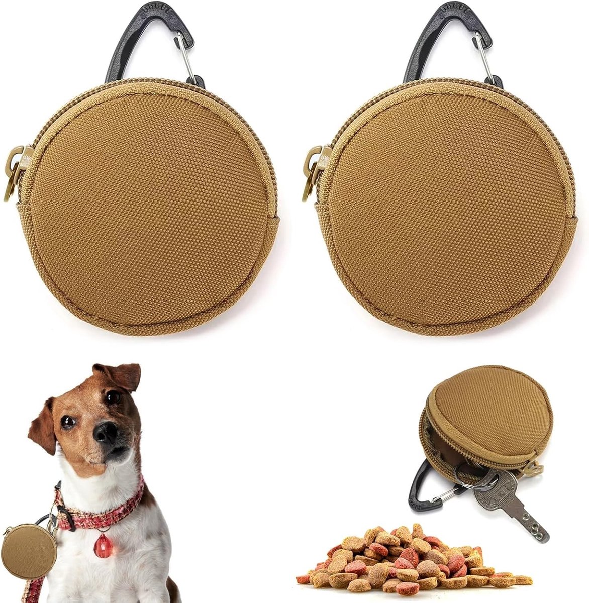 2 Stuks Draagbare Trainingszakken voor Hondensnoepjes | Kleine Snackzakken voor Honden, Handige Treat Bags met Karabijnhaak voor Reizen en Wandelen